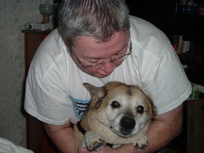 Happy 15 year old Corgi mix